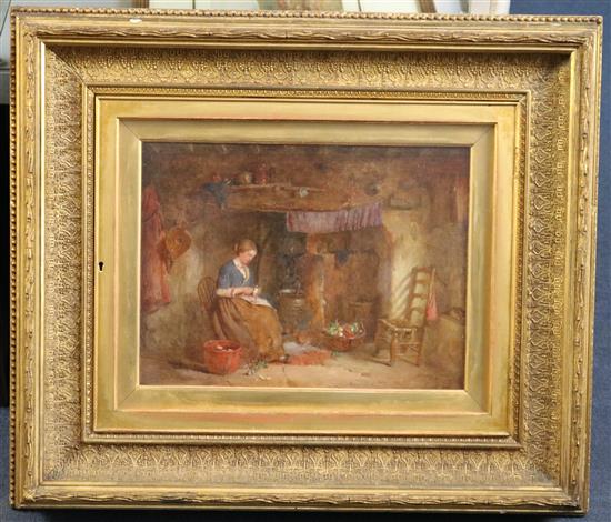 Alfred Provis (fl.1843-1886) Beside the hearth, 10 x 14in.